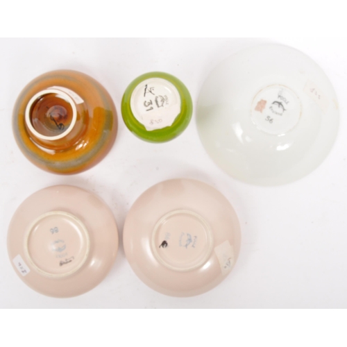 158 - A collection of 5 x retro vintage hand painted bowls / dishes and vase in the 'Delphis' design by Po... 