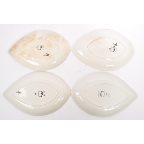 161 - A collection of 4 x retro vintage hand painted tear drop dishes in the 'Delphis' and 'Aegean' design... 