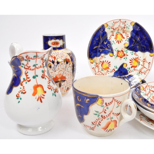 162 - A late 19th century Victorian, part hand painted tea set / service - Gaudy Welsh Swansea ware . Cons... 
