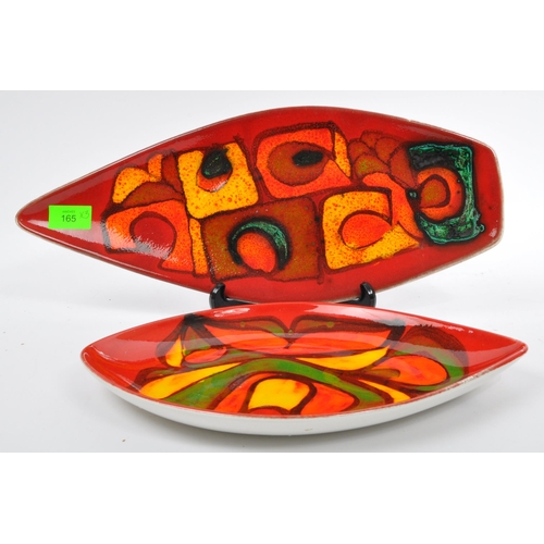 165 - A collection of 3 x retro vintage hand painted tear drop and spear dishes in the 'Delphis' design by... 