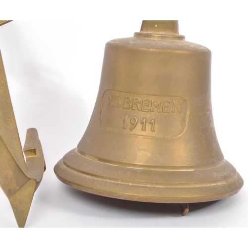 A 20th Century vintage brass ship bell marked 'MS Bremen