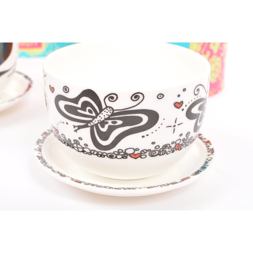 155 - A set of four boxed NOS New Old Stock Ritzenhoff My Lian china teacup and saucers having abstracted ... 