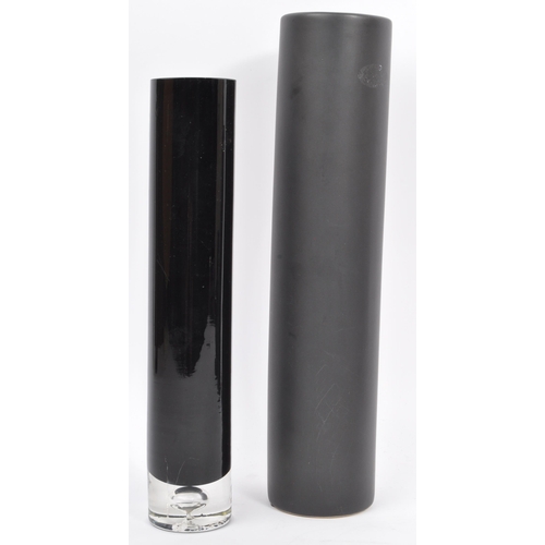 170 - A collection of contemporary studio art glass. Comprising of bulbous necked vase, two other tall cyl... 