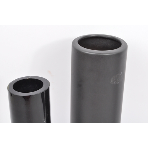 170 - A collection of contemporary studio art glass. Comprising of bulbous necked vase, two other tall cyl... 