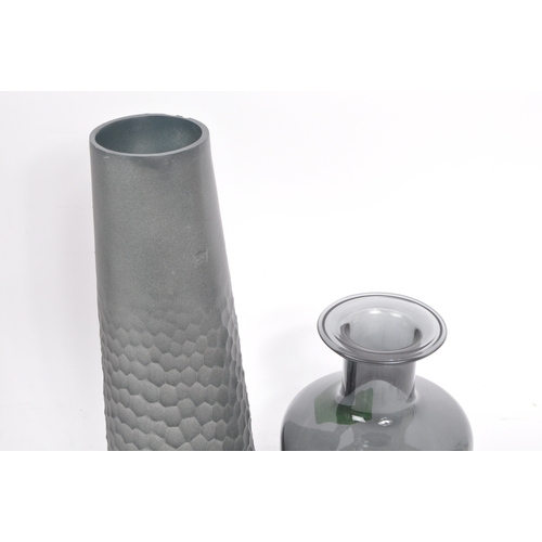 170 - A collection of contemporary studio art glass. Comprising of bulbous necked vase, two other tall cyl... 