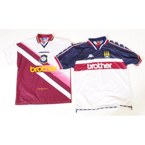 399 - A large collection of vintage 20th century and later Manchester City Football club shirts, T shirts ... 