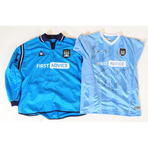 399 - A large collection of vintage 20th century and later Manchester City Football club shirts, T shirts ... 