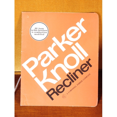 566 - Parker Knoll - A pair of vintage retro mid 20th century Parker Knoll wing back armchairs upholstered... 