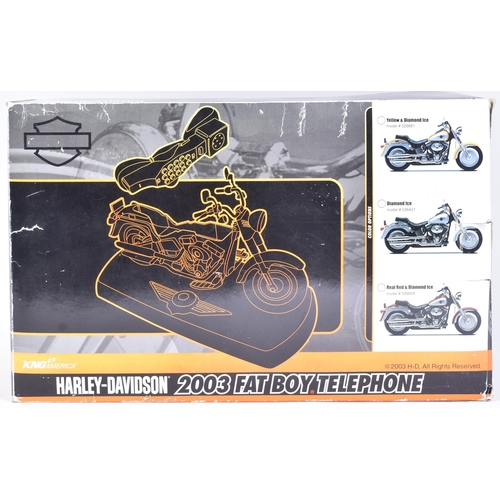 104 - An official Harley Davidson licensed ' Fat Boy ' novelty telephone. Two piece model operated by lift... 