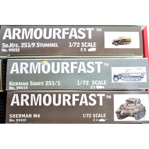 116 - Model Kits - a collection of 1/72 scale Armourfast plastic model kits to include; Sherman M4, German... 