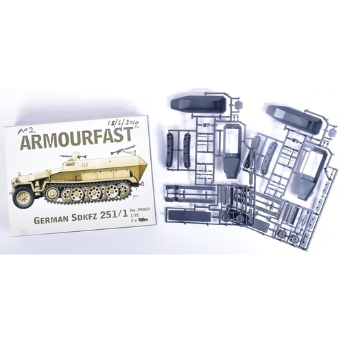 116 - Model Kits - a collection of 1/72 scale Armourfast plastic model kits to include; Sherman M4, German... 