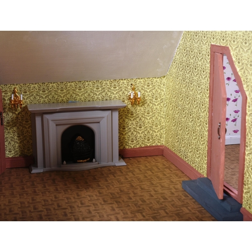 130 - Dolls House - a hand built scratch built wooden dolls house in the style of a traditional tudor mano... 