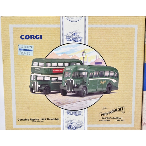 133 - Diecast - a collection of x10 assorted Corgi made diecast model cars, buses and haulage vehicles to ... 