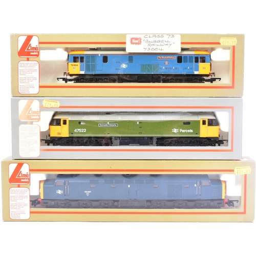 161 - Model Railway - x3 Lima made OO gauge model railway diesel trainset locomotive engines comprising; 
... 