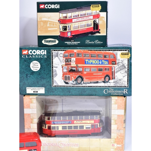 165 - A collection of assorted diecast model buses from various, most predominantly Corgi and Exclusive Fi... 