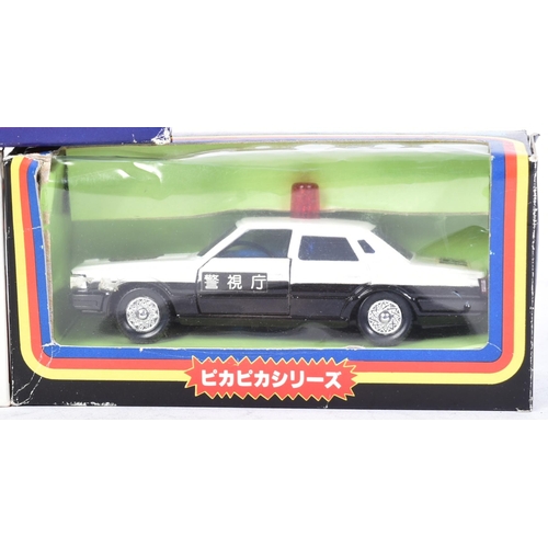 171 - Diecast - a collection of x5 vintage Japanese made diecast model Police Cars to include Porsche 928 ... 