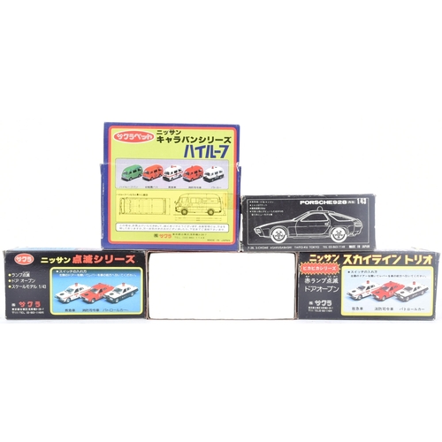 171 - Diecast - a collection of x5 vintage Japanese made diecast model Police Cars to include Porsche 928 ... 