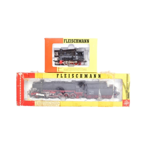 240 - Two Fleischmann OO gauge model railway diesel trainset locomotives comprising; No. 4175 steam loco w... 