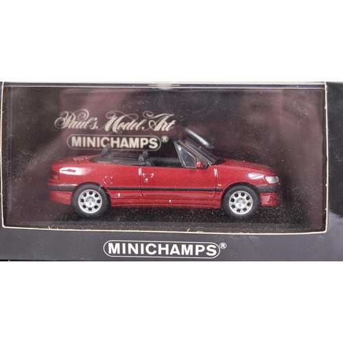 255 - A collection of x3 model diecast cars, comprising of Minichamps No. 430 112830 'Peugeot 306 Cabriole... 