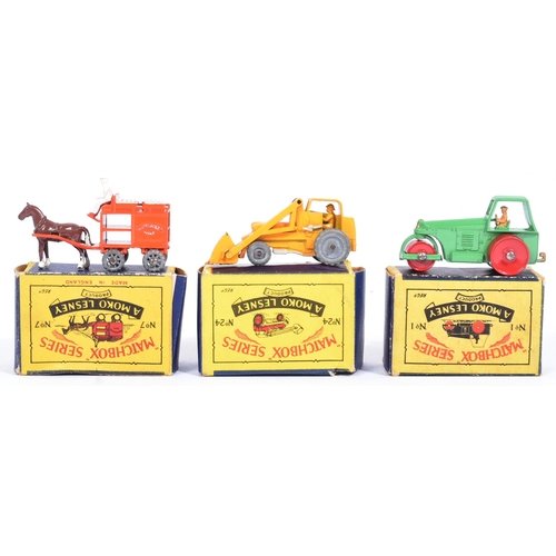 265 - Moko Lesney - x3 vintage Moko Lesney made Matchbox Series boxed diecast models comprising; No. 1 Ave... 