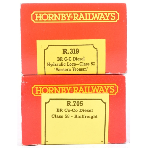 269 - Model Railway - x2 Hornby OO gauge model railway diesel trainset locomotive engines comprising; R705... 