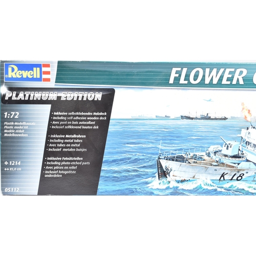 270 - A vintage Revell plastic model kit of World War Two WW2 Royal Navy Flower Class Corvette, 1/72 scale... 