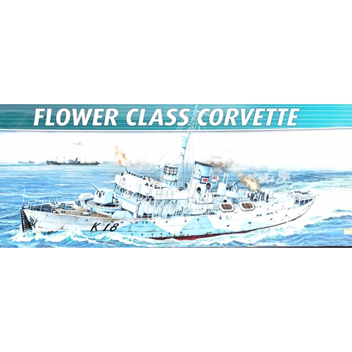 270 - A vintage Revell plastic model kit of World War Two WW2 Royal Navy Flower Class Corvette, 1/72 scale... 