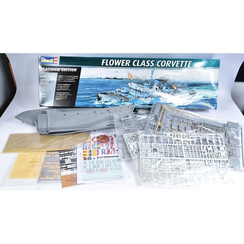 270 - A vintage Revell plastic model kit of World War Two WW2 Royal Navy Flower Class Corvette, 1/72 scale... 