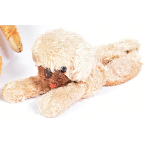 359 - Teddy Bears - x2 vintage circa 1930s soft toy teddy bears comprising a golden mohair example with gl... 