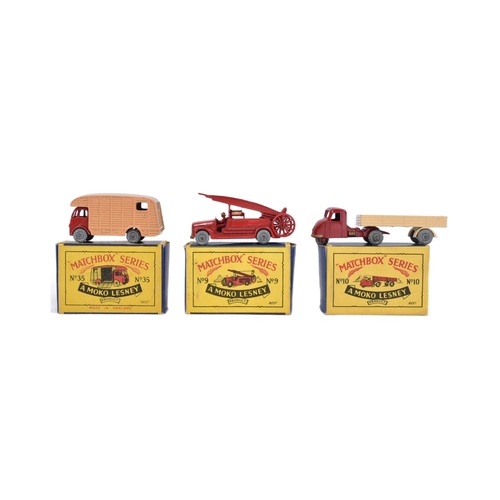 51 - Moko Lesney - x3 vintage Moko Lesney made Matchbox Series diecast models comprising; No. 10 Scammell... 