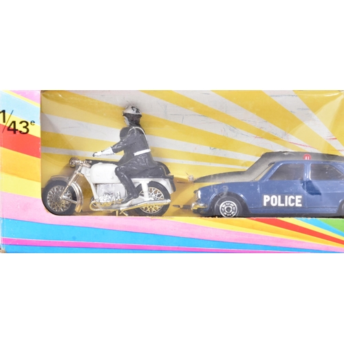 54 - Diecast - x3 vintage French Norev made diecast model police cars comprising; Citroen DS 21, Peugeot ... 