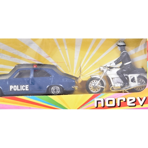 54 - Diecast - x3 vintage French Norev made diecast model police cars comprising; Citroen DS 21, Peugeot ... 