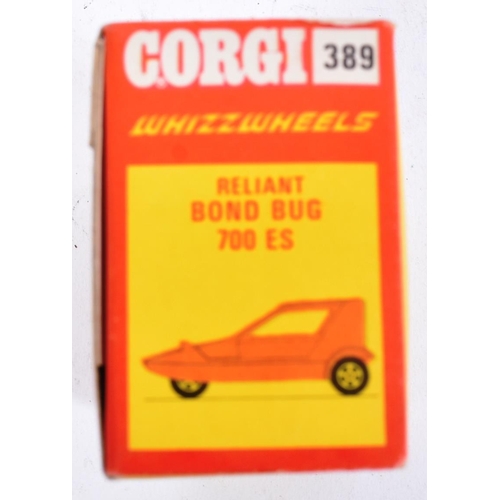 71 - Diecast - a vintage Corgi Toys boxed diecast model No. 389 Reliant Bond Bug 700ES. The car generally... 