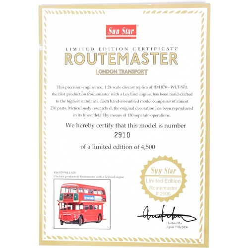 90 - A vintage Sun Star Routemaster diecast model, 1/24 scale, limited edition with numbered certificate.... 