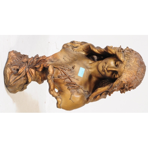 810 - After Blayase - An Art Nouveau reproduction gilt bronzed composite bust of a girl in Art Nouveau sty... 