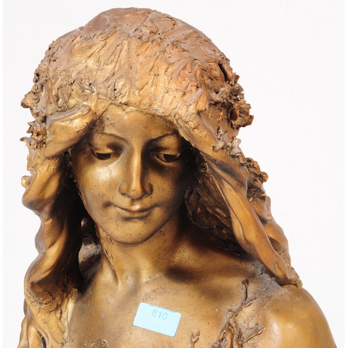 810 - After Blayase - An Art Nouveau reproduction gilt bronzed composite bust of a girl in Art Nouveau sty... 