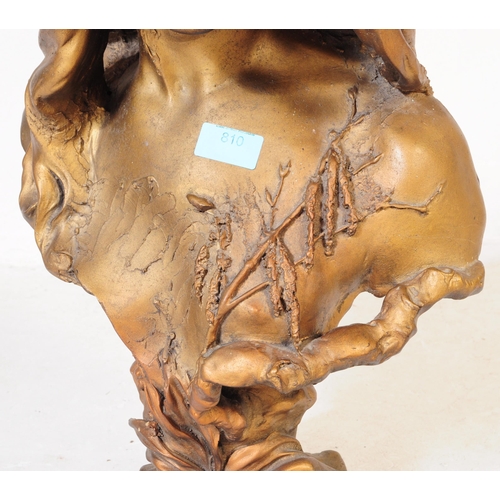 810 - After Blayase - An Art Nouveau reproduction gilt bronzed composite bust of a girl in Art Nouveau sty... 