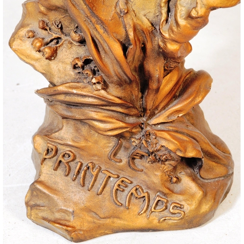 810 - After Blayase - An Art Nouveau reproduction gilt bronzed composite bust of a girl in Art Nouveau sty... 