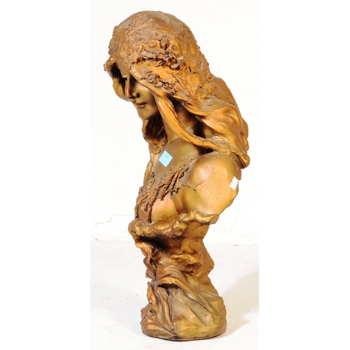 810 - After Blayase - An Art Nouveau reproduction gilt bronzed composite bust of a girl in Art Nouveau sty... 