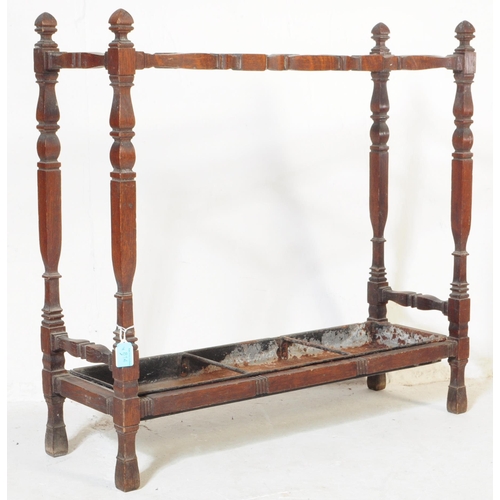 814 - A Victorian 19th century mahogany hall way umbrella / walking stick stand. Of rectangular shape with... 