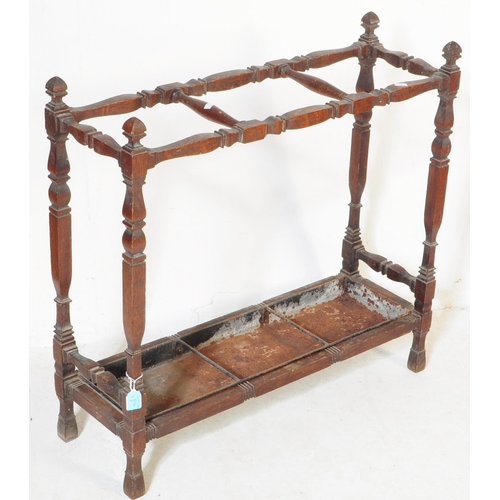 814 - A Victorian 19th century mahogany hall way umbrella / walking stick stand. Of rectangular shape with... 