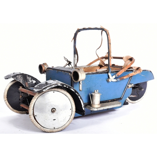 496 - A believed c1930s hand-built large scale (possibly 1:4 scale) model of a Morgan three-wheeler car. I... 