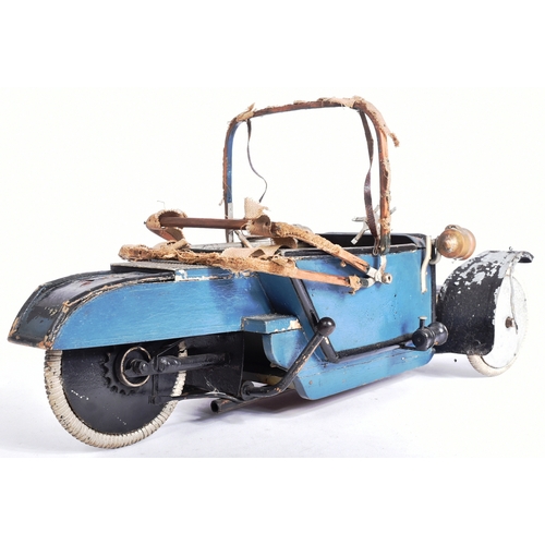 496 - A believed c1930s hand-built large scale (possibly 1:4 scale) model of a Morgan three-wheeler car. I... 