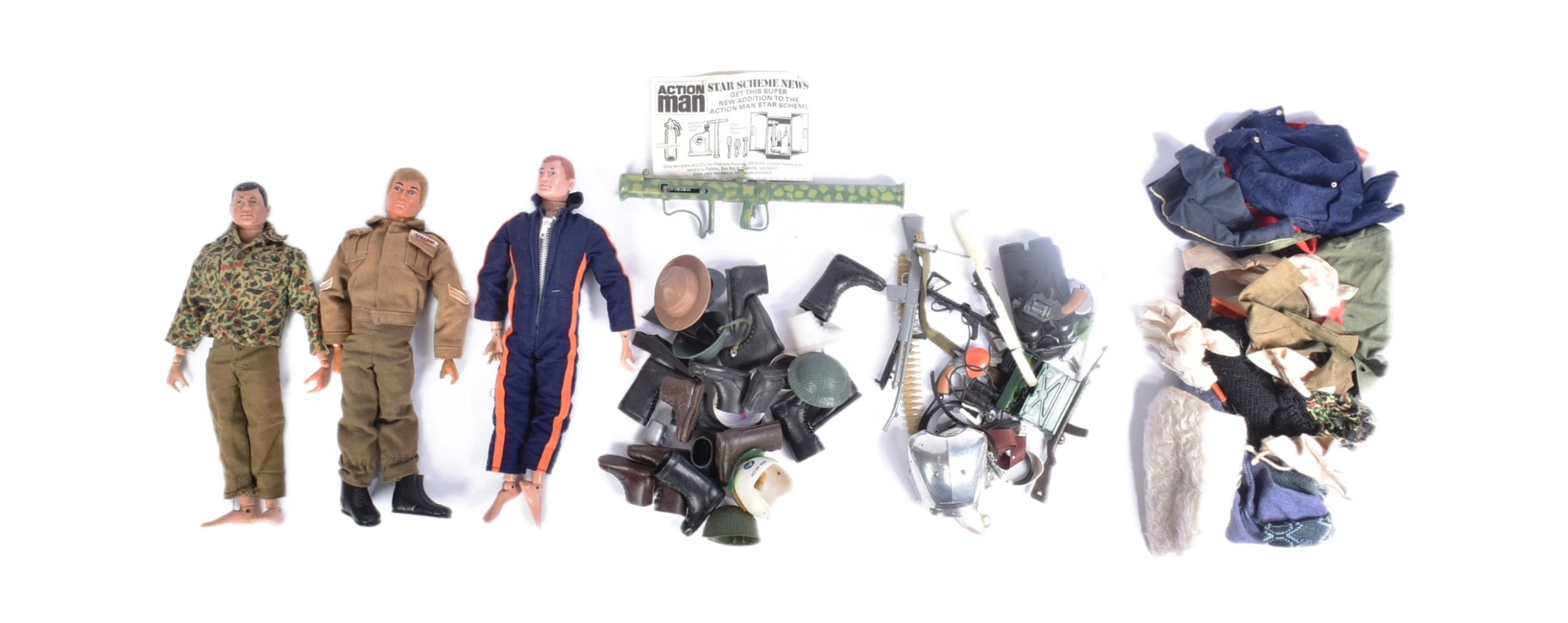 Action Man x3 vintage 1960s 1970s Palitoy Action Man figures