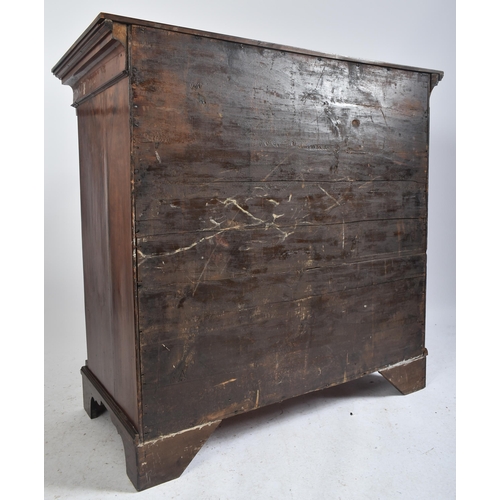 114 - A 19th century mahogany two over three chest of drawers. The chest having a straight pediment top ov... 