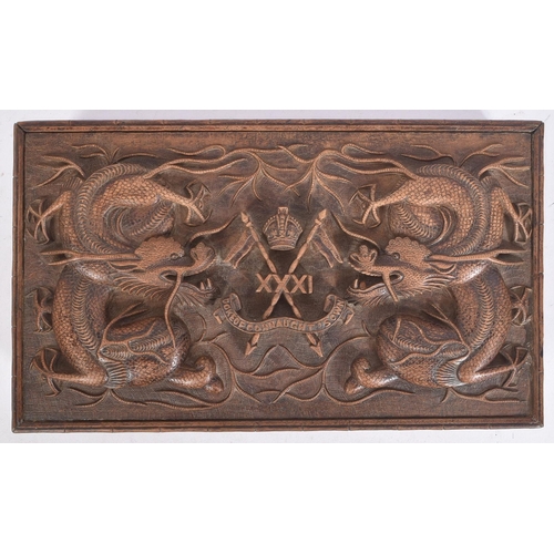 117 - An early 19th century pre-WWI First World War Anglo-Chinese military interest carved box. XXXI Duke ... 