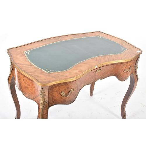 135 - An early 20th century French Louis XV manner kingwood & marquetry writing table desk / bureau plait.... 