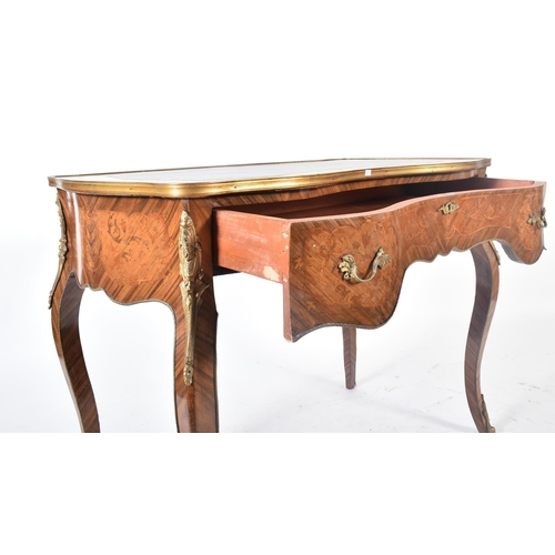 135 - An early 20th century French Louis XV manner kingwood & marquetry writing table desk / bureau plait.... 