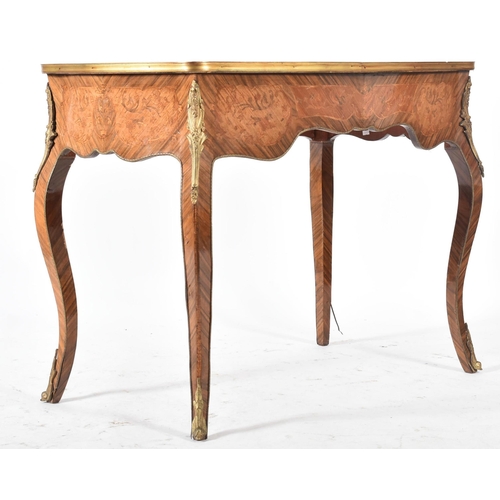 135 - An early 20th century French Louis XV manner kingwood & marquetry writing table desk / bureau plait.... 