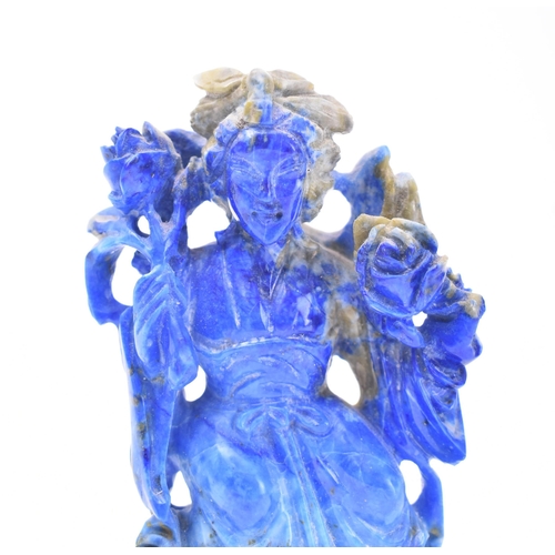 155 - A Chinese Lapis Lazuli carving of Guanyin. The figure of Guanyin hand-carved in China during the lat... 